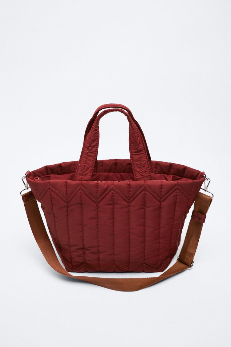 NYLON TOTE BAG WITH LETTERS Maroon ZARA United Kingdom